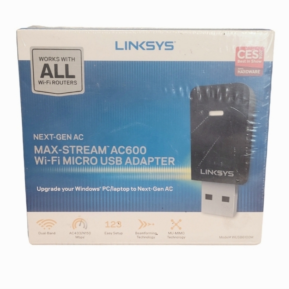NIB Linksys Max Stream AC600 WiFi  Micro USB Adapter